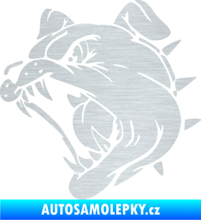 Samolepka Pes 136 levá rozzuřený buldok škrábaný hliník