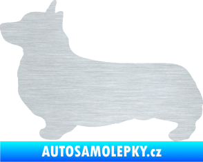 Samolepka Pes 164 levá Welsh Corgi Pembroke škrábaný hliník