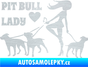 Samolepka Pit Bull lady levá škrábaný hliník