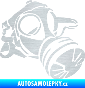 Samolepka Plynová maska pravá škrábaný hliník
