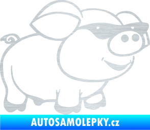 Samolepka Prase 006 pravá frajer v brýlích škrábaný hliník