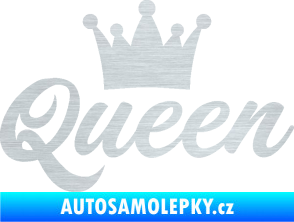 Samolepka Queen nápis s korunou škrábaný hliník