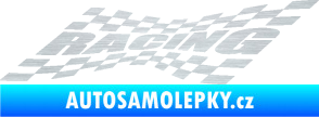 Samolepka Racing nápis v šachovnici škrábaný hliník