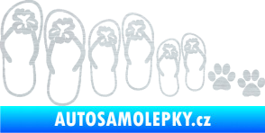 Samolepka Rodina v autě botičky a tlapky škrábaný hliník