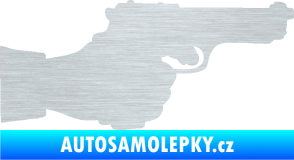 Samolepka Ruka s pistolí 001 pravá ruce vzhůru škrábaný hliník