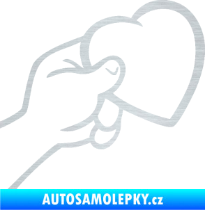Samolepka Ruka se srdíčkem pravá škrábaný hliník