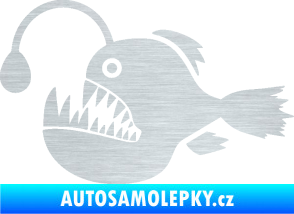Samolepka Ryba 022 levá mořský ďas s lampičkou škrábaný hliník