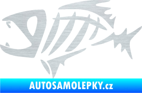 Samolepka Ryba kostra  007 levá škrábaný hliník