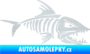 Samolepka Ryba kostra 003 pravá škrábaný hliník