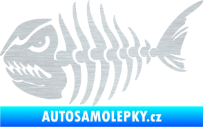 Samolepka Ryba kostra 004 levá škrábaný hliník