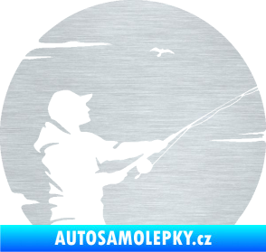 Samolepka Rybář 022 pravá škrábaný hliník