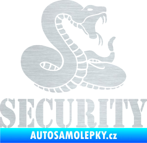 Samolepka Security hlídáno - pravá had škrábaný hliník