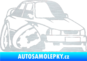 Samolepka Škoda 130 karikatura pravá škrábaný hliník