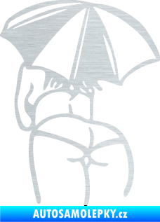 Samolepka Slečna s deštníkem levá škrábaný hliník