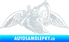 Samolepka Smrtka 016 levá s křídly a kosou škrábaný hliník