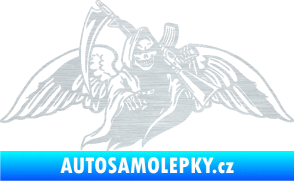 Samolepka Smrtka 016 pravá s křídly a kosou škrábaný hliník