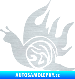 Samolepka Šnek s plameny levá škrábaný hliník