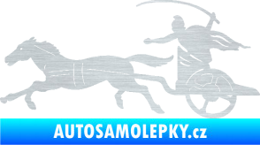 Samolepka Sparťanský bojovník 001 levá bojový vůz s koněm škrábaný hliník