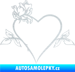 Samolepka Srdce s růží levá škrábaný hliník