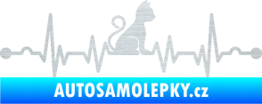 Samolepka Srdeční tep 003 pravá kočička škrábaný hliník