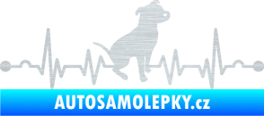 Samolepka Srdeční tep 007 pravá pitbull škrábaný hliník