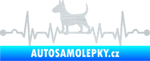 Samolepka Srdeční tep 008 levá pes bulteriér škrábaný hliník
