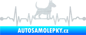 Samolepka Srdeční tep 008 pravá pes bulteriér škrábaný hliník