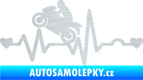 Samolepka Srdeční tep 013 levá motorkář škrábaný hliník