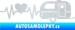 Samolepka Srdeční tep 030 pravá kempování škrábaný hliník