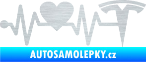 Samolepka Srdeční tep 043 pravá Tesla škrábaný hliník