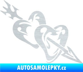 Samolepka Srdíčka 001 pravá se šípem škrábaný hliník