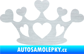 Samolepka Srdíčka korunka škrábaný hliník
