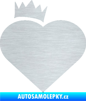 Samolepka Srdíčko 010 levá s korunkou škrábaný hliník