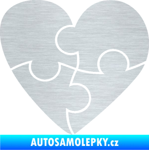 Samolepka Srdíčko 018 pravá puzzle škrábaný hliník