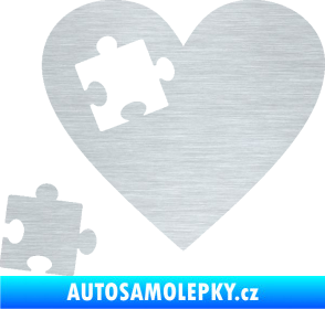 Samolepka Srdíčko 022 levá vypadlý puzzlík škrábaný hliník
