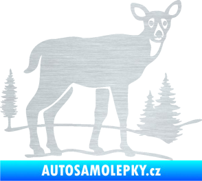 Samolepka Srna 002 pravá s krajinou škrábaný hliník