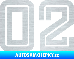 Samolepka Startovní číslo 02 typ 7 škrábaný hliník