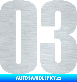 Samolepka Startovní číslo 03 typ 2   škrábaný hliník