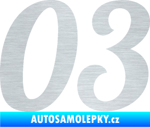 Samolepka Startovní číslo 03 typ 3 škrábaný hliník