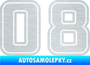 Samolepka Startovní číslo 08 typ 5 škrábaný hliník