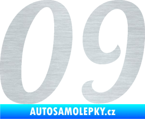 Samolepka Startovní číslo 09 typ 3  škrábaný hliník