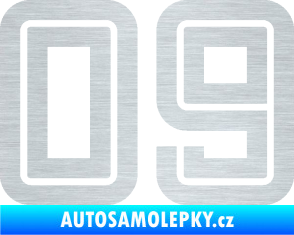 Samolepka Startovní číslo 09 typ 7 škrábaný hliník