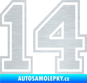 Samolepka Startovní číslo 14 typ 4 škrábaný hliník
