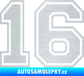 Samolepka Startovní číslo 16 typ 4 škrábaný hliník