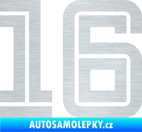 Samolepka Startovní číslo 16 typ 7 škrábaný hliník