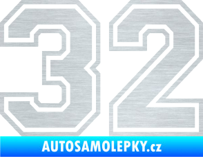 Samolepka Startovní číslo 32 typ 4 škrábaný hliník