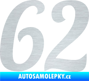 Samolepka Startovní číslo 62 typ 3 škrábaný hliník