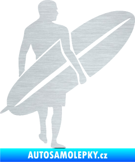 Samolepka Surfař 004 pravá škrábaný hliník