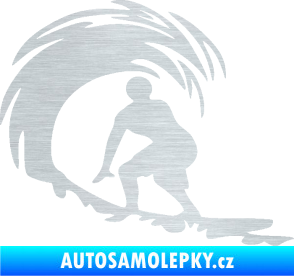 Samolepka Surfař 005 levá velké vlny škrábaný hliník
