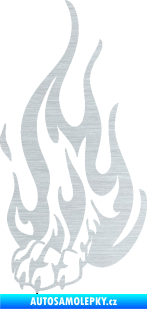 Samolepka Tlapa v plamenech levá škrábaný hliník